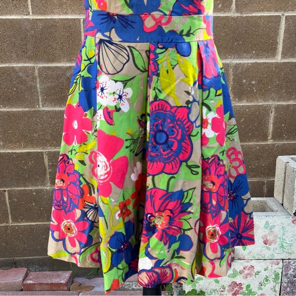 BEACH BASH By Art & Tatyana Floratina Floral Fit & Flare Mini Dress Size Medium - Picture 4 of 12